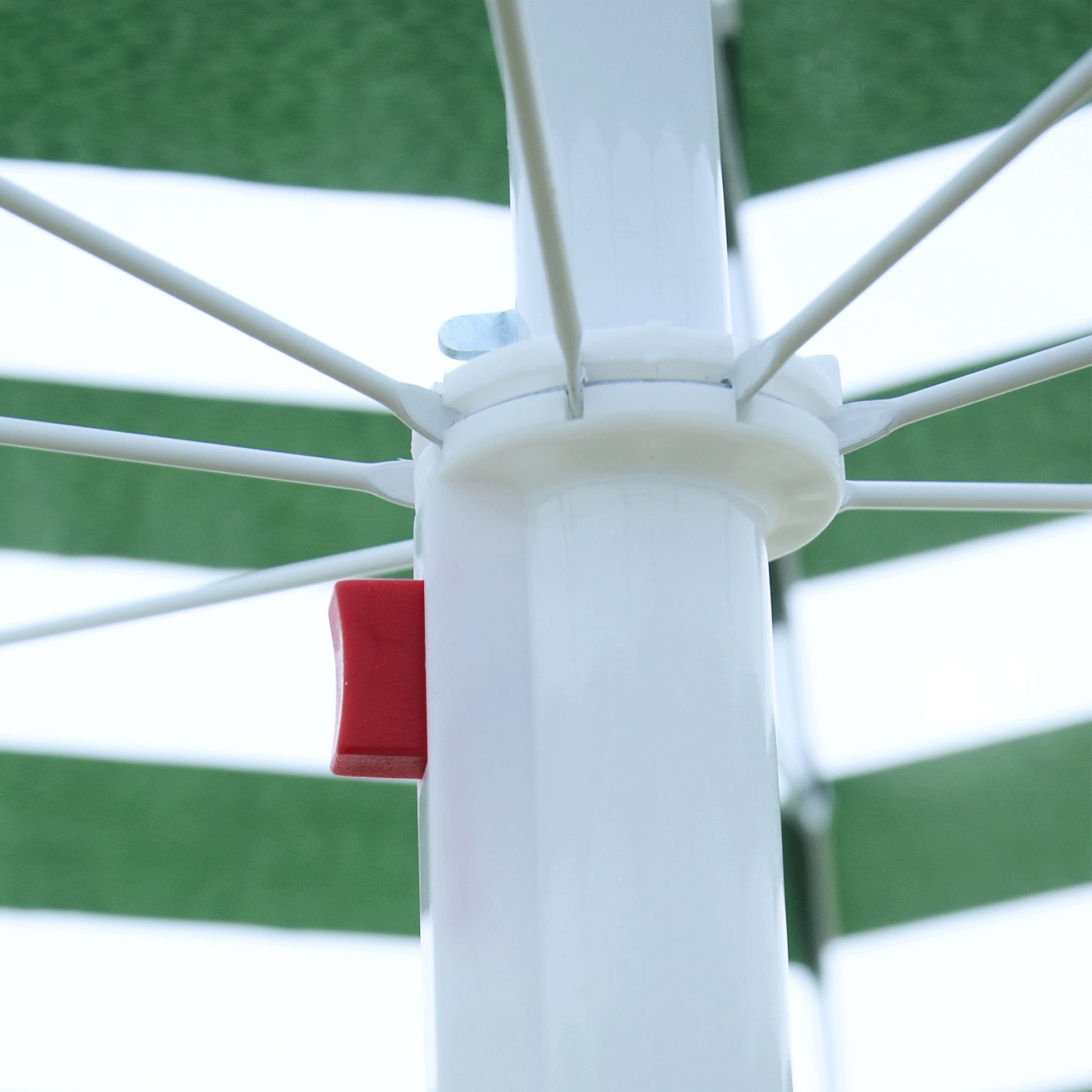 Beach Umbrella Ø180 cm with Tilted Roof and Metal Pole Sun Protection for Garden Terrace Exterior Green and White Stripes