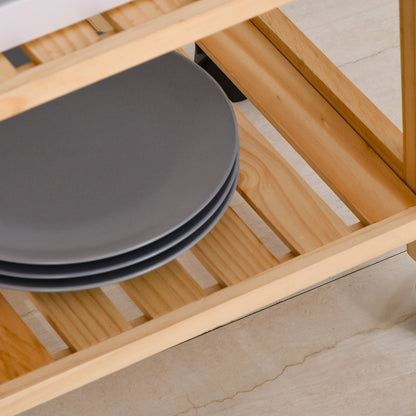 Kitchen Cart Household Service Cart 4 Levels with Removable Tray Shelf Universal Wheels 40x30x76 cm White Wood
