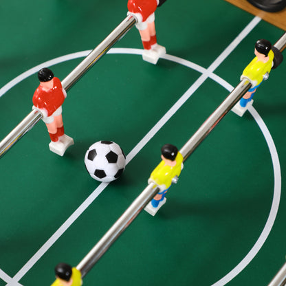 Folding Foosball Table for Kids and Adults Wooden Foosball Table 69x37x70 cm with 2 Balls 6 Handles 2 Score Markers 18 Players for Families Parties Games Natural