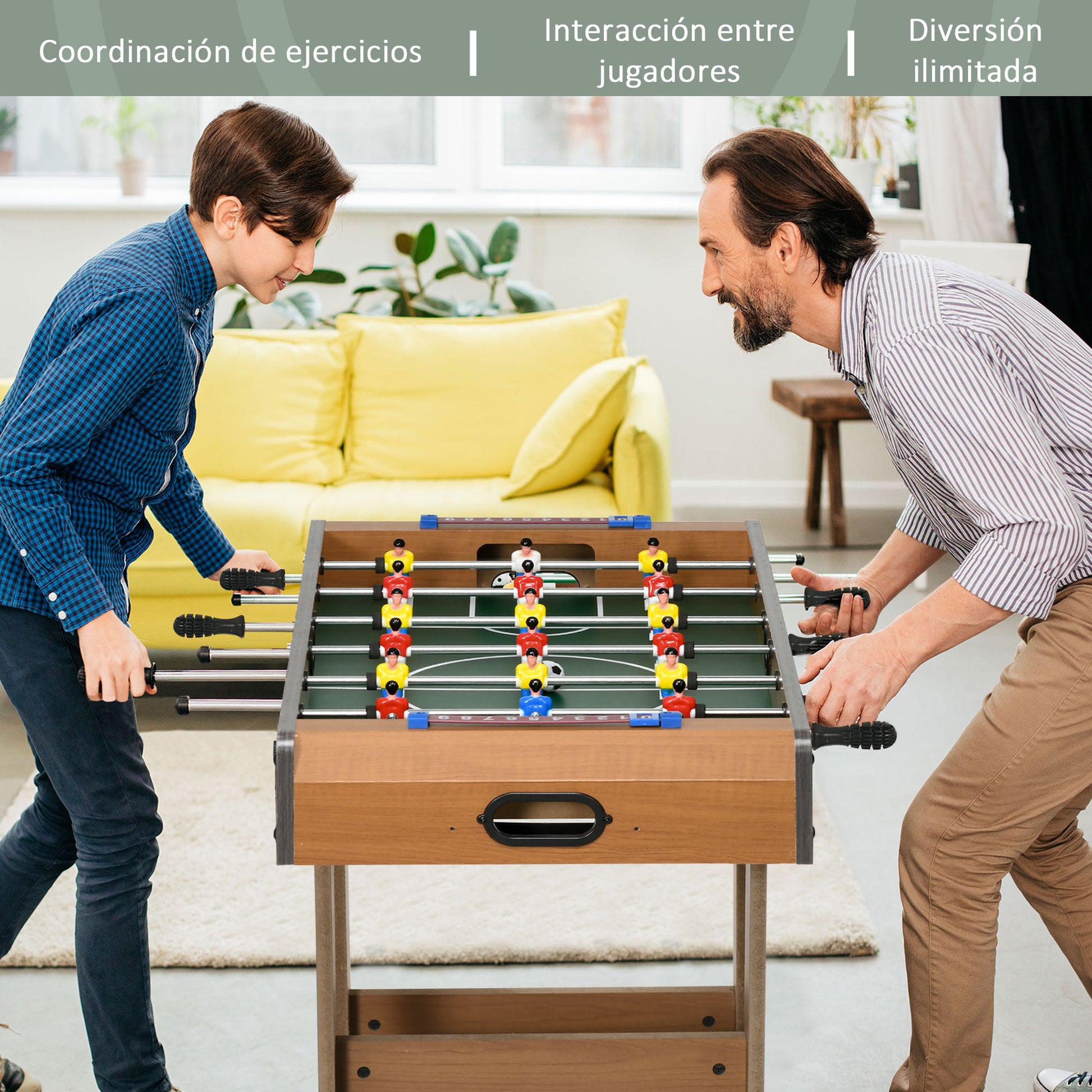 Folding Foosball Table for Kids and Adults Wooden Foosball Table 69x37x70 cm with 2 Balls 6 Handles 2 Score Markers 18 Players for Families Parties Games Natural