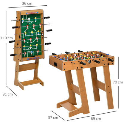 Folding Foosball Table for Kids and Adults Wooden Foosball Table 69x37x70 cm with 2 Balls 6 Handles 2 Score Markers 18 Players for Families Parties Games Natural