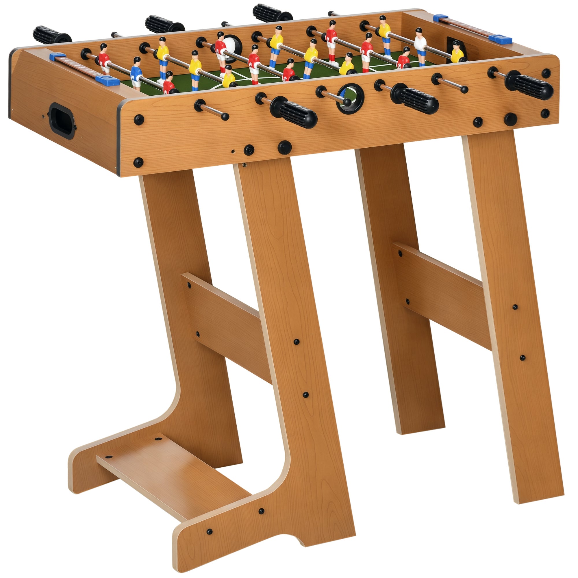 Folding Foosball Table for Kids and Adults Wooden Foosball Table 69x37x70 cm with 2 Balls 6 Handles 2 Score Markers 18 Players for Families Parties Games Natural