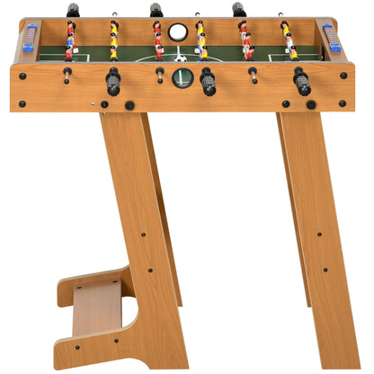 Folding Foosball Table for Kids and Adults Wooden Foosball Table 69x37x70 cm with 2 Balls 6 Handles 2 Score Markers 18 Players for Families Parties Games Natural