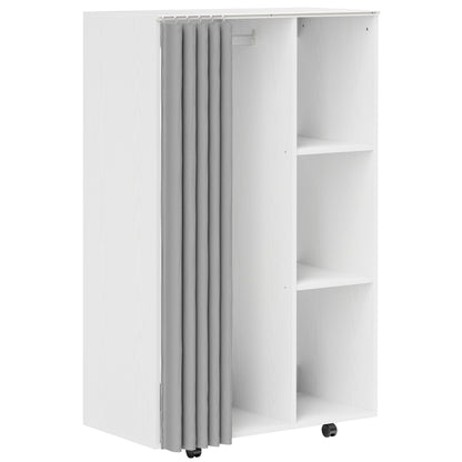 Wardrobe Closet Storage Cabinet on Wheels 4 Rolling Wheels with Clothing Rod and Open Shelves, Rolling Clothing Wardrobe for Bedroom, dim. 80 x 40 x 128 cm, White