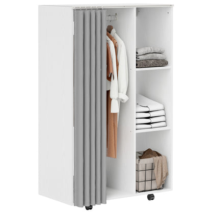 Wardrobe Closet Storage Cabinet on Wheels 4 Rolling Wheels with Clothing Rod and Open Shelves, Rolling Clothing Wardrobe for Bedroom, dim. 80 x 40 x 128 cm, White
