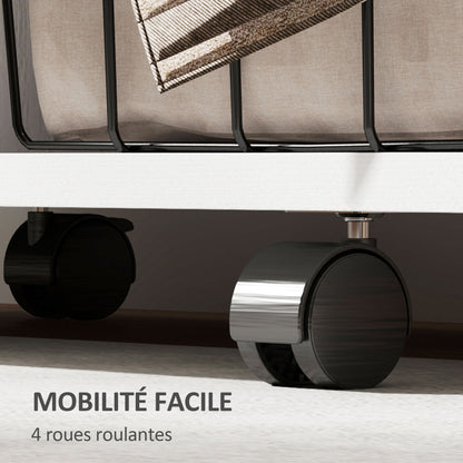 Wardrobe Closet Storage Cabinet on Wheels 4 Rolling Wheels with Clothing Rod and Open Shelves, Rolling Clothing Wardrobe for Bedroom, dim. 80 x 40 x 128 cm, White