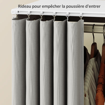 Wardrobe Closet Storage Cabinet on Wheels 4 Rolling Wheels with Clothing Rod and Open Shelves, Rolling Clothing Wardrobe for Bedroom, dim. 80 x 40 x 128 cm, White