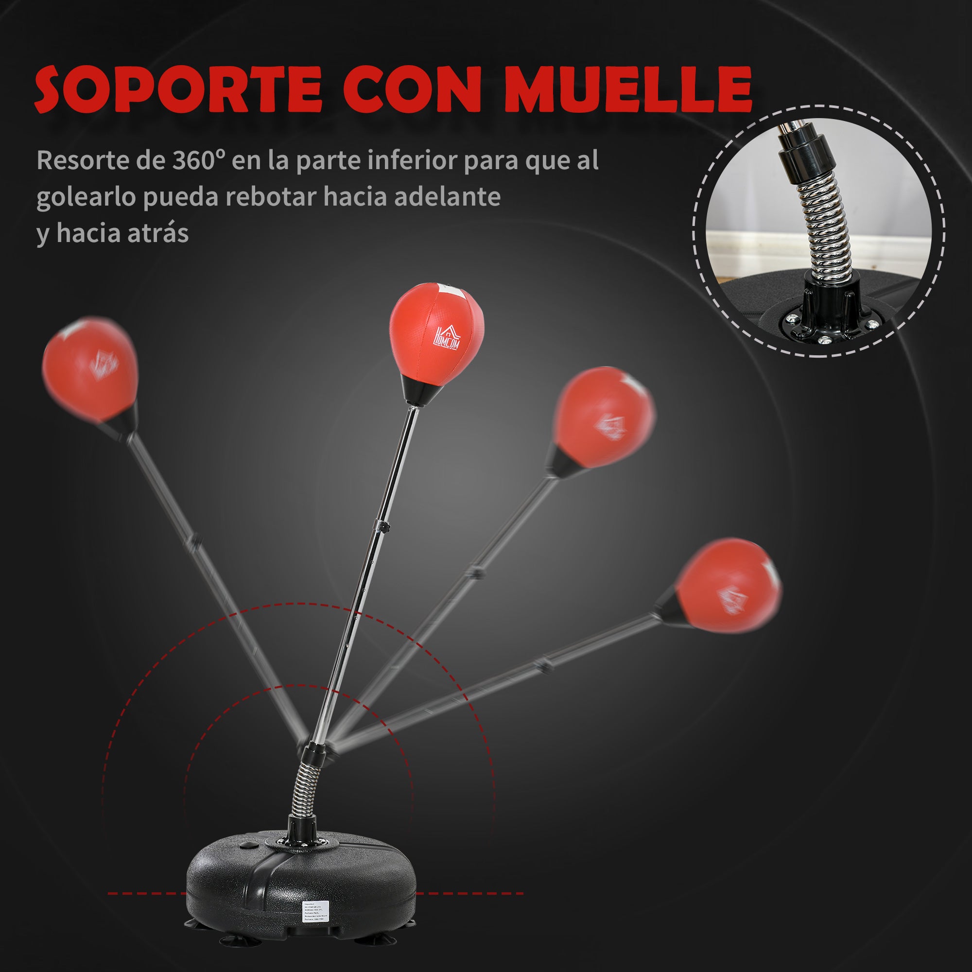 Adjustable Height Freestanding Punching Ball with Fillable Base Gloves and Pump for Adults and Teens Ø45x132-158 cm Black and Red