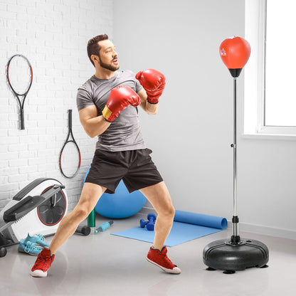 Adjustable Height Freestanding Punching Ball with Fillable Base Gloves and Pump for Adults and Teens Ø45x132-158 cm Black and Red