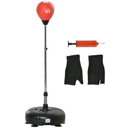 Adjustable Height Freestanding Punching Ball with Fillable Base Gloves and Pump for Adults and Teens Ø45x132-158 cm Black and Red