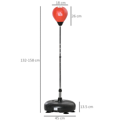 Adjustable Height Freestanding Punching Ball with Fillable Base Gloves and Pump for Adults and Teens Ø45x132-158 cm Black and Red