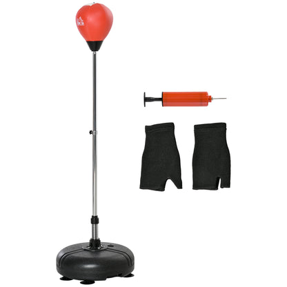 Adjustable Height Freestanding Punching Ball with Fillable Base Gloves and Pump for Adults and Teens Ø45x132-158 cm Black and Red