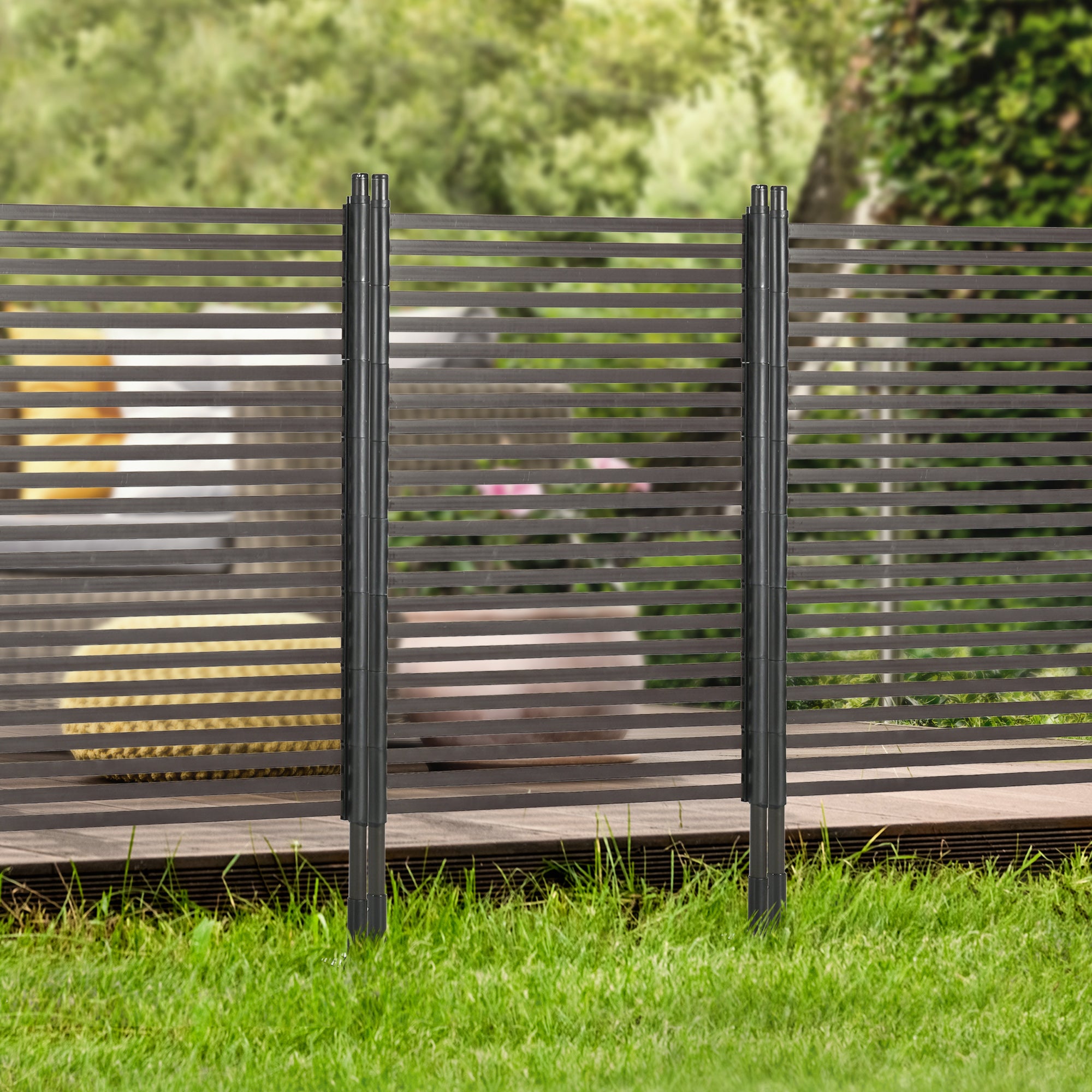 Garden Fence Metal Fence 93 x 150 cm High Decorative Grid Fence Set with Feet Dog Fence Upper Arch Fence Landscape Fence for Garden Flower Beds Animal Barrier Outdoor Area Black