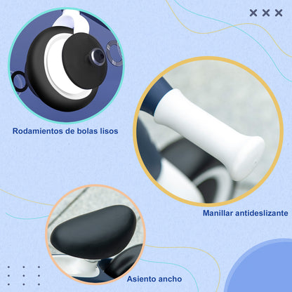 Balance Bike for Kids Ages 18-36 Months Balance Bike with Adjustable Seat Height Load 25 kg 67.5x32x44 cm Blue