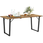 Wooden Garden Table 175x80 cm Weatherproof Patio Table with Umbrella Hole Buffet Table Camping Table for 6 People Patio Table Outdoor Dining Table for Garden, Terrace, Balcony Brown