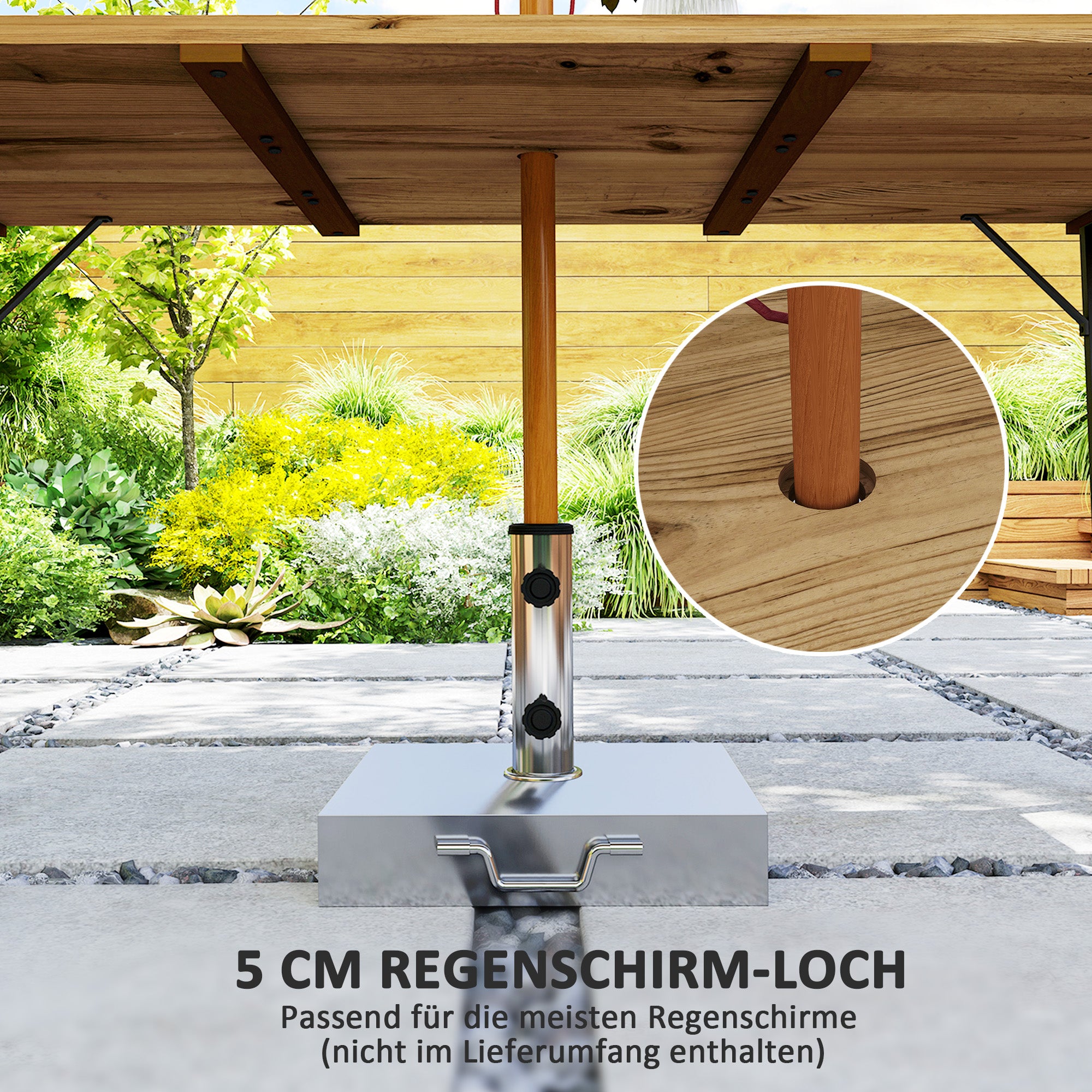 Wooden Garden Table 175x80 cm Weatherproof Patio Table with Umbrella Hole Buffet Table Camping Table for 6 People Patio Table Outdoor Dining Table for Garden, Terrace, Balcony Brown