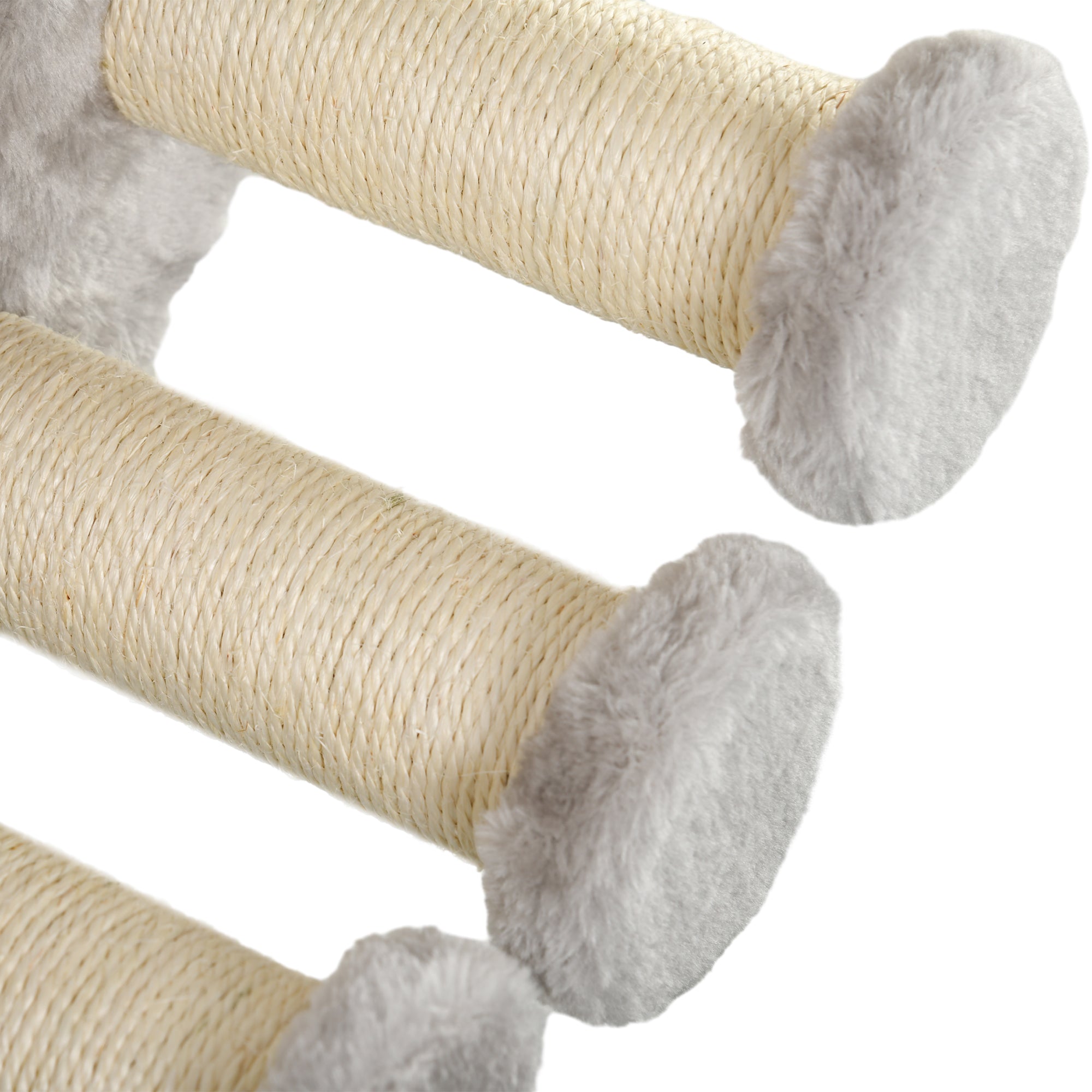 4-Piece Cat Shelves Set Wall Scratcher for Cats with Hammock Scratching Posts Soft Ladder Platforms Gray
