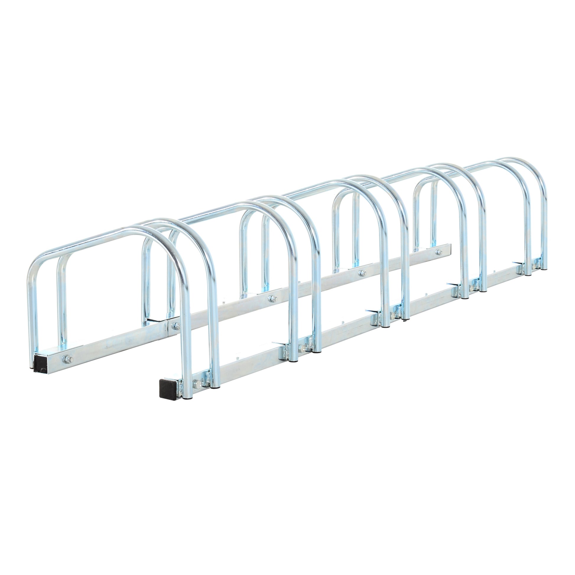Bike Parking Rack Steel Bicycle Stand for Floor or Wall Parking Indoor and Outdoor 145x33x27 cm Silver