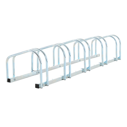 Bike Parking Rack Steel Bicycle Stand for Floor or Wall Parking Indoor and Outdoor 145x33x27 cm Silver