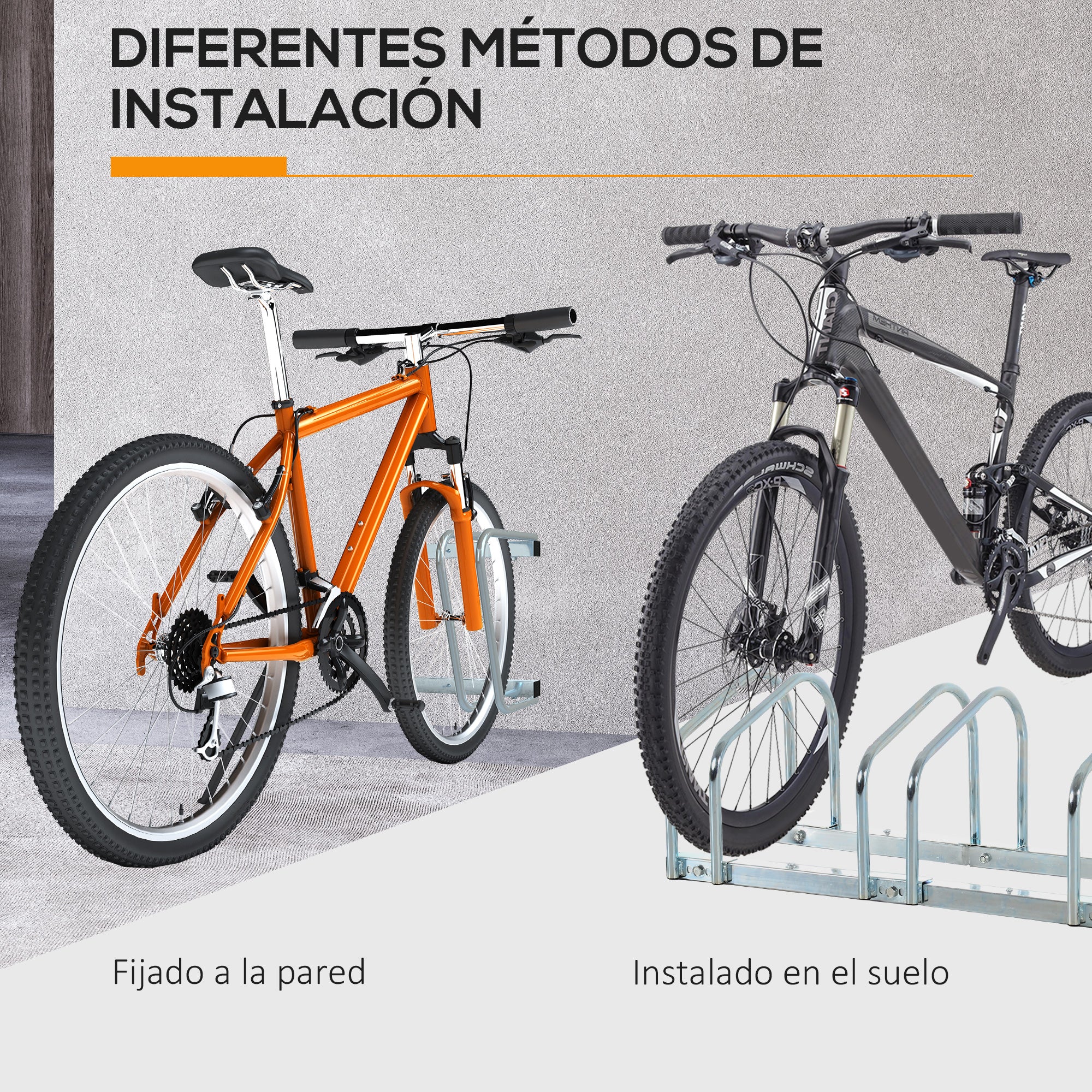 Bike Parking Rack Steel Bicycle Stand for Floor or Wall Parking Indoor and Outdoor 145x33x27 cm Silver