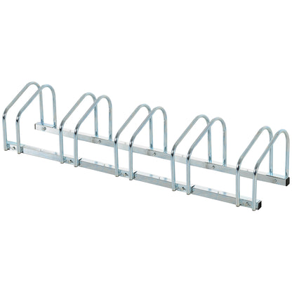 Bike Parking Rack Steel Bicycle Stand for Floor or Wall Parking Indoor and Outdoor 145x33x27 cm Silver