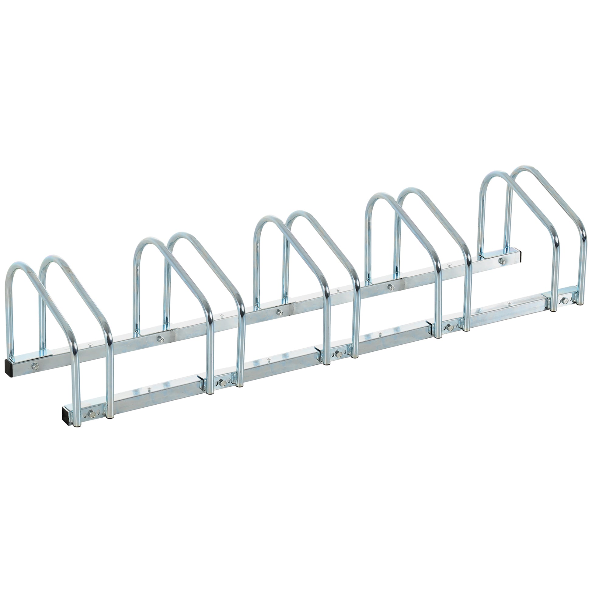 Bike Parking Rack Steel Bicycle Stand for Floor or Wall Parking Indoor and Outdoor 145x33x27 cm Silver