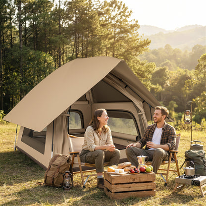 Pop-Up Camping Tent for 2–3 People, Portable Foldable Dome, 3000 mm Waterproof, 3 Mesh Windows, Integrated Floor & Carry Bag, 235 x 235 x 184 cm (Khaki)