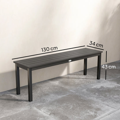 Metal Garden Bench, 2-Seater with Wood-Effect Slatted Seat, Backless Steel Frame for Patio, Balcony, Park — 529 lb Capacity, 51.2 x 13.4 x 16.9 in, Gray