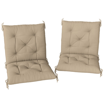 Set of 2 outdoor chair cushions, chair pads with ties, garden cushions for terrace or balcony, 98 x 50 x 8 cm, beige