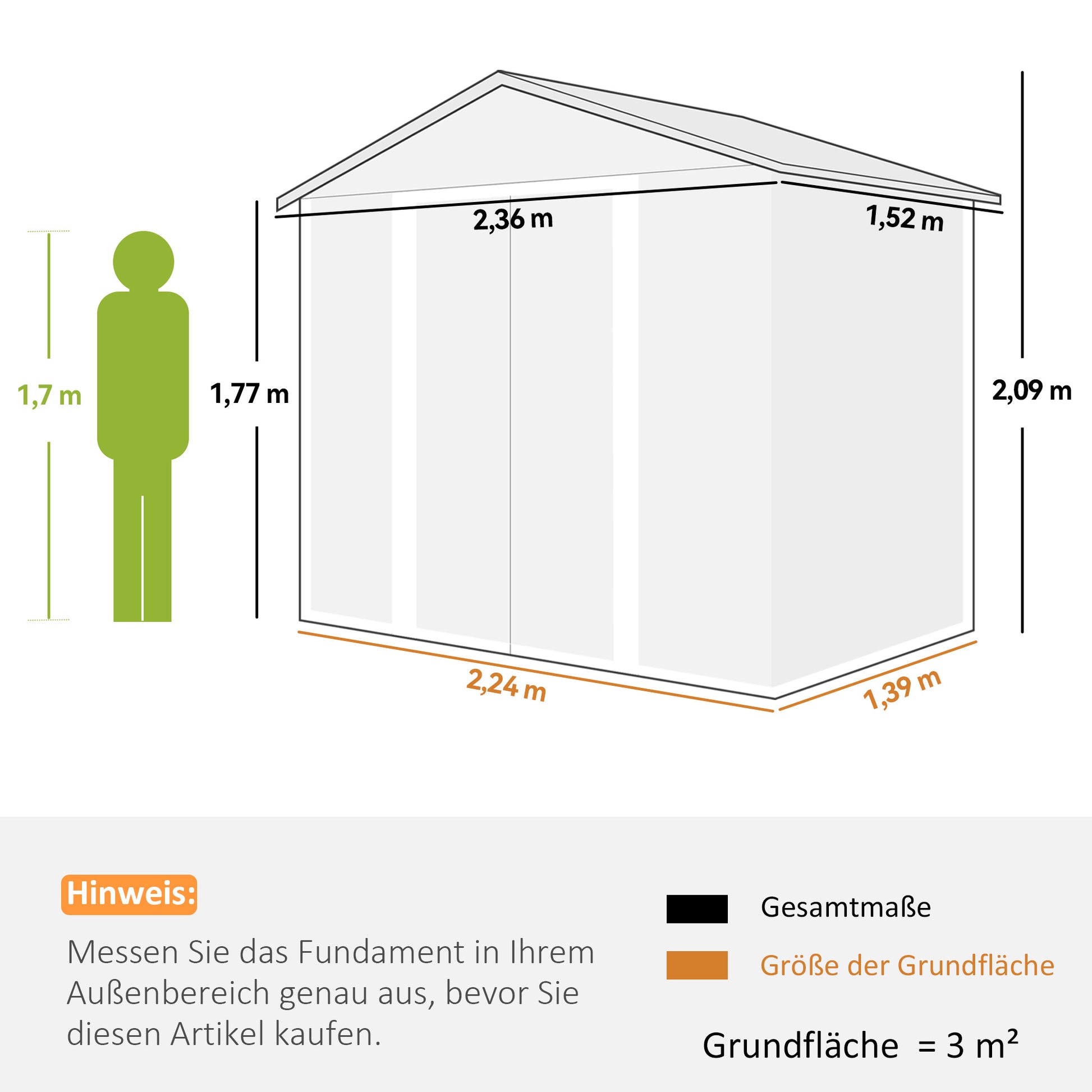 Metal Garden Equipment House in Wood-Optic 3 m² 152 x 235.7 x 208.7 cm Equipment Shed with Gable Roof Window Double Sliding Doors Weatherproof Garden House Outdoor Garden Shed for Backyard Brown