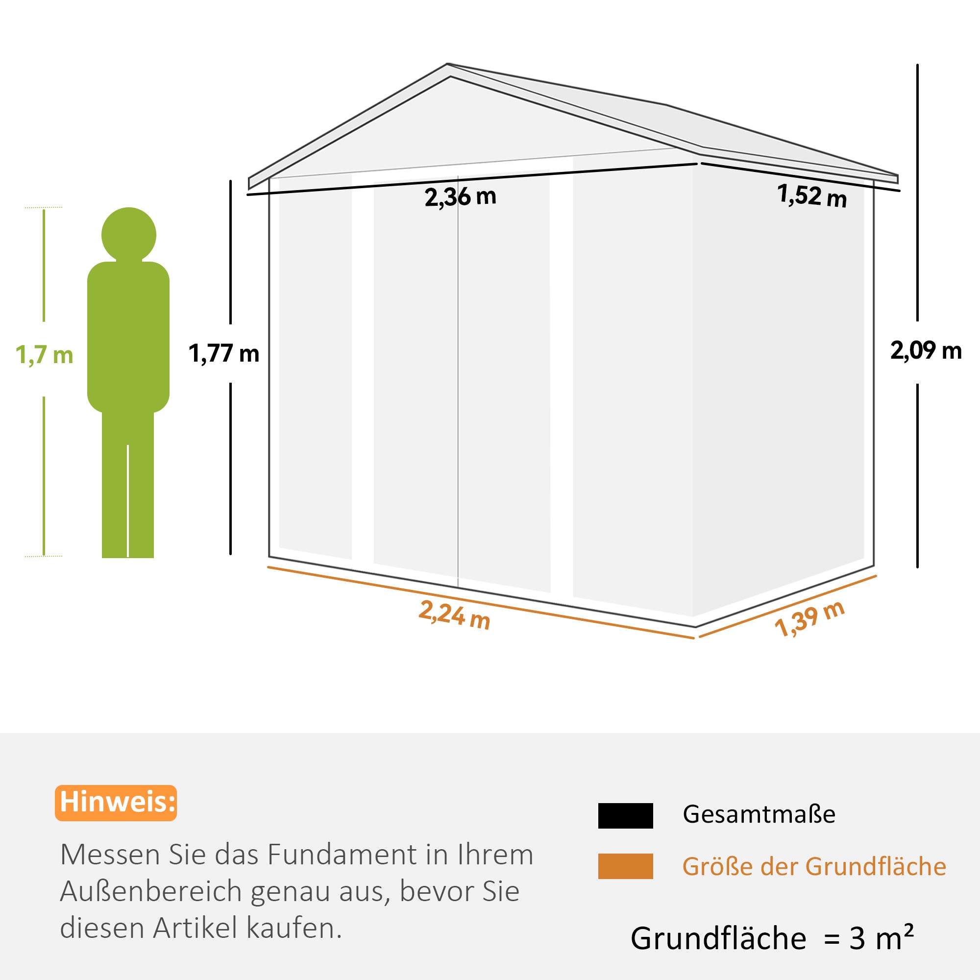 Metal Garden Equipment House in Wood-Optic 3 m² 152 x 235.7 x 208.7 cm Equipment Shed with Gable Roof Window Double Sliding Doors Weatherproof Garden House Outdoor Garden Shed for Backyard Brown
