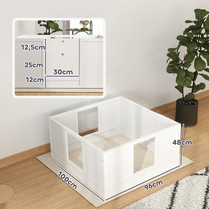 Puppy Whelping Box, Puppy Playpen with Adjustable Door, Dog Playpen with Non-Slip Foot Pads, Puppy Playpen Box for medium-sized dogs, 100x96x48 cm, White