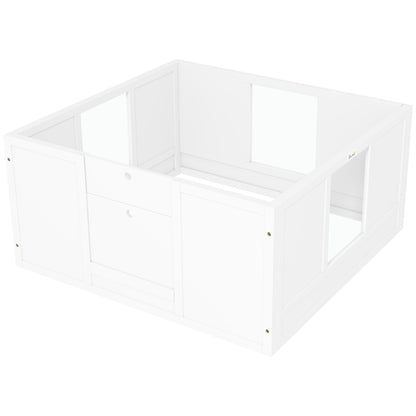 Puppy Whelping Box, Puppy Playpen with Adjustable Door, Dog Playpen with Non-Slip Foot Pads, Puppy Playpen Box for medium-sized dogs, 100x96x48 cm, White