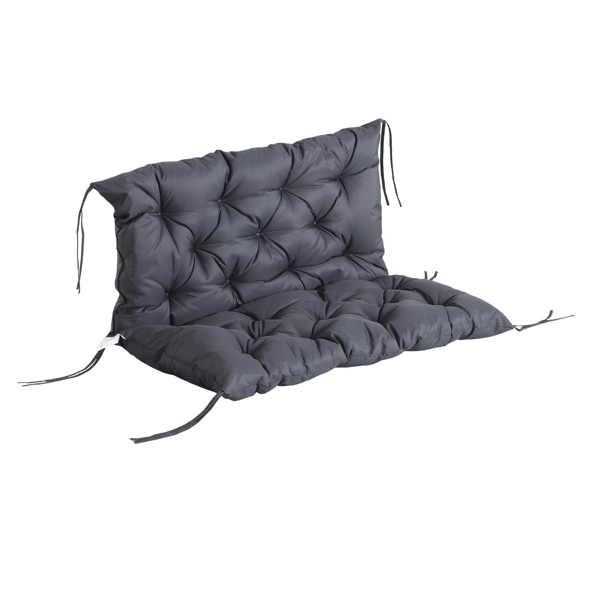 2 Seater Bench Cushion 100 x 98 x 8 cm Seat Cushion with Straps Back Cushion for Indoor/Outdoor Padding Cushion for Bench Garden Bench Garden Furniture Swings Dark Gray