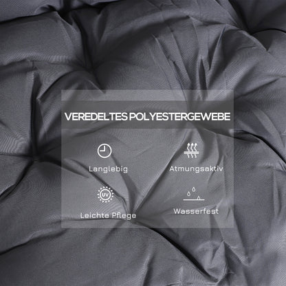 2 Seater Bench Cushion 100 x 98 x 8 cm Seat Cushion with Straps Back Cushion for Indoor/Outdoor Padding Cushion for Bench Garden Bench Garden Furniture Swings Dark Gray