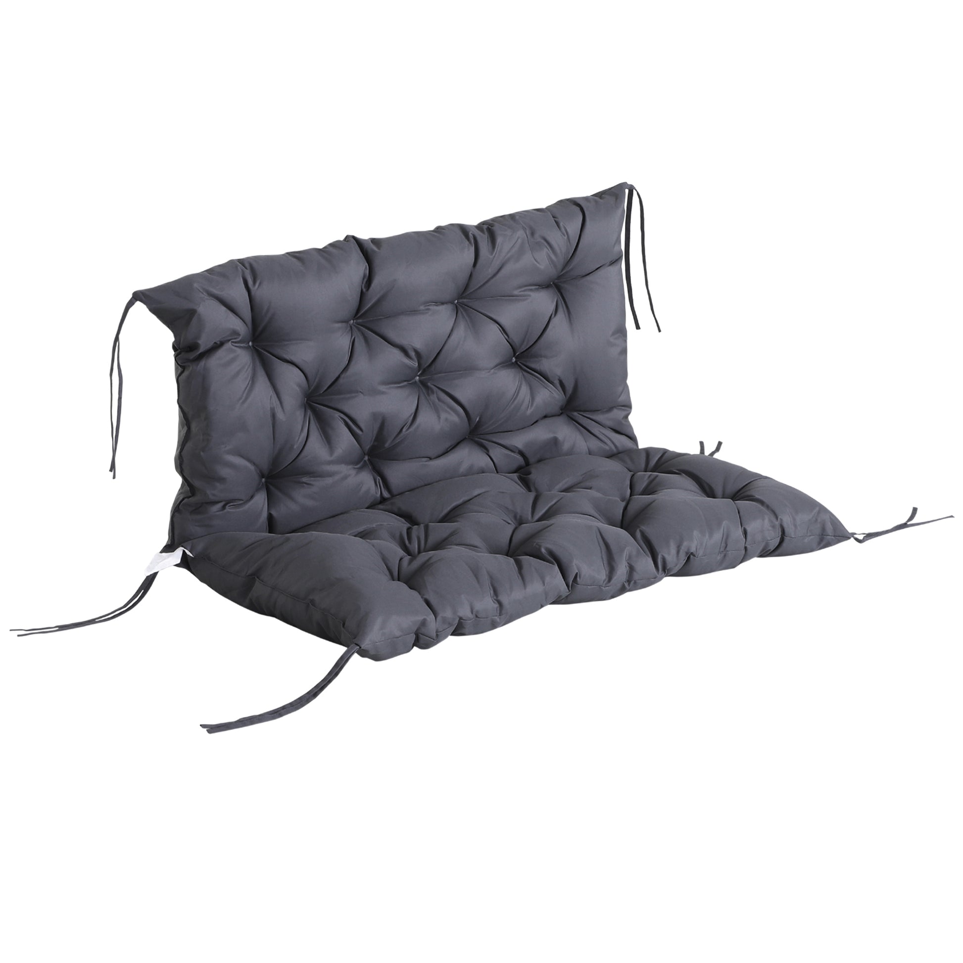 2 Seater Bench Cushion 100 x 98 x 8 cm Seat Cushion with Straps Back Cushion for Indoor/Outdoor Padding Cushion for Bench Garden Bench Garden Furniture Swings Dark Gray