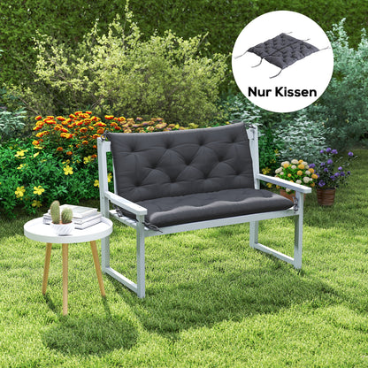 2 Seater Bench Cushion 100 x 98 x 8 cm Seat Cushion with Straps Back Cushion for Indoor/Outdoor Padding Cushion for Bench Garden Bench Garden Furniture Swings Dark Gray