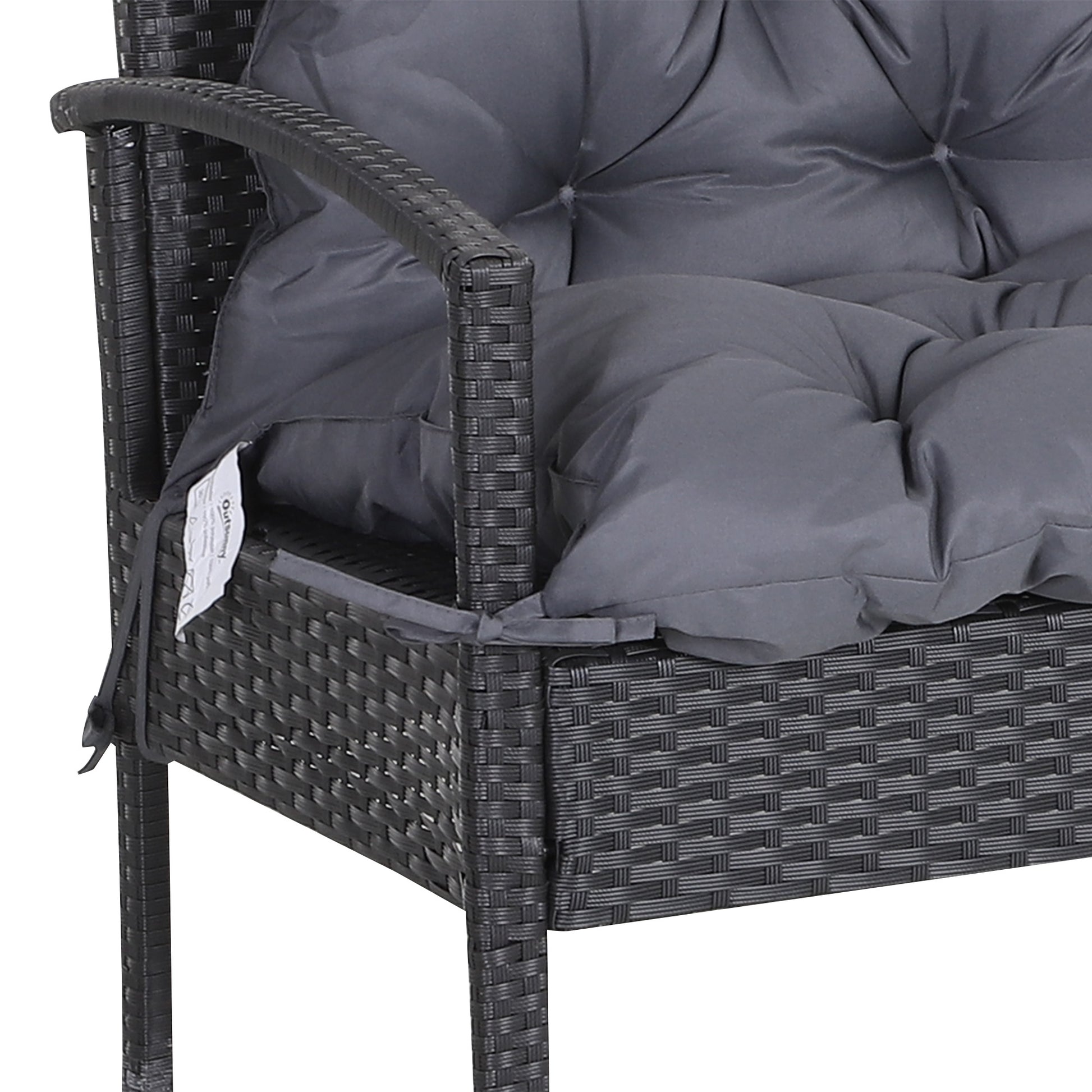 2 Seater Bench Cushion 100 x 98 x 8 cm Seat Cushion with Straps Back Cushion for Indoor/Outdoor Padding Cushion for Bench Garden Bench Garden Furniture Swings Dark Gray