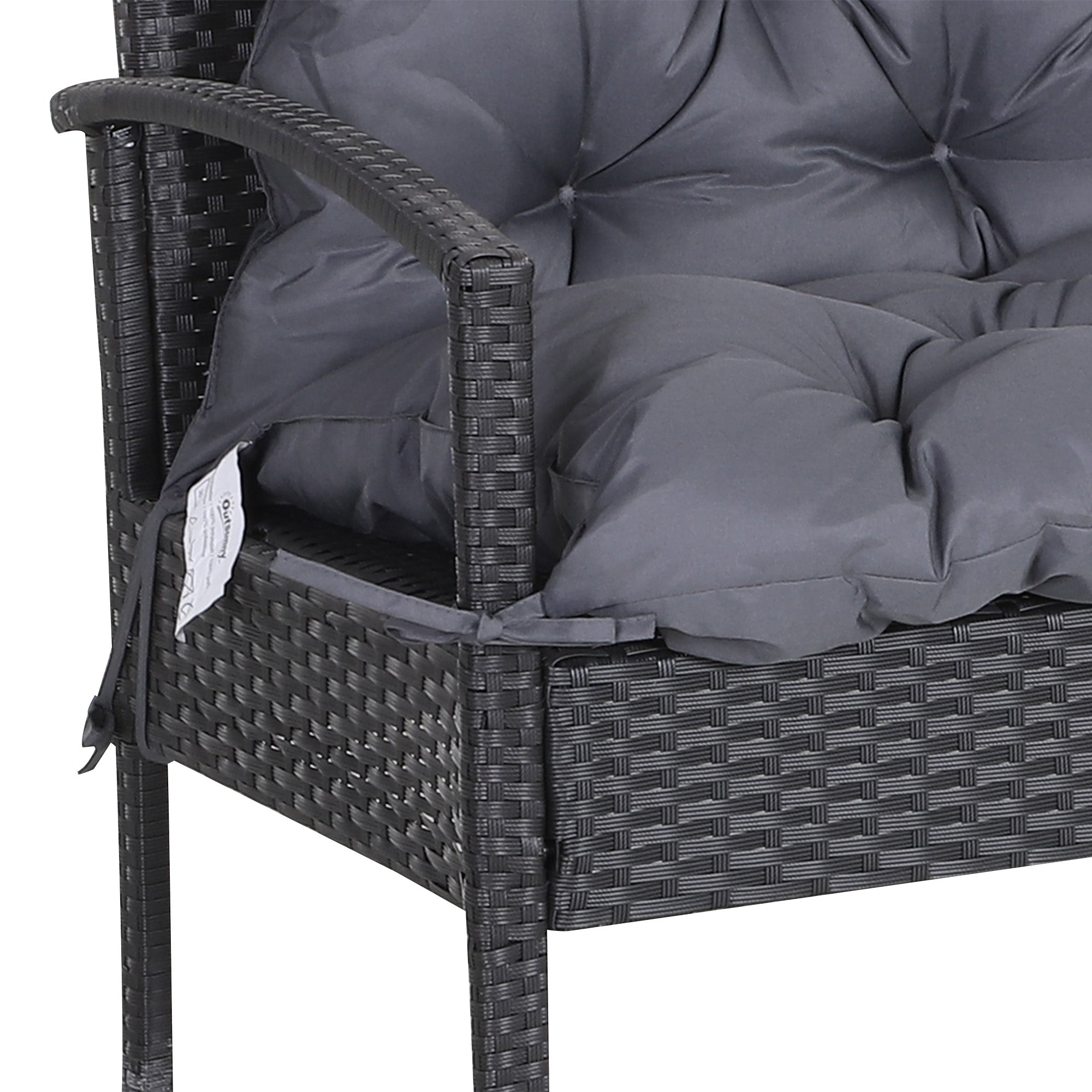 2 Seater Bench Cushion 100 x 98 x 8 cm Seat Cushion with Straps Back Cushion for Indoor/Outdoor Padding Cushion for Bench Garden Bench Garden Furniture Swings Dark Gray