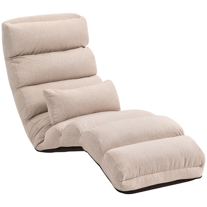 Single Lazy Sofa Bed Chair Convertible Armchair with Adjustable Backrest and Headrest in 5 Positions for Living Room Bedroom Office Load 120 Kg 58x119x78cm Beige
