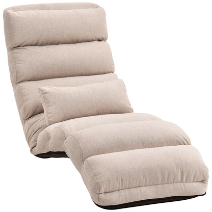 Single Lazy Sofa Bed Chair Convertible Armchair with Adjustable Backrest and Headrest in 5 Positions for Living Room Bedroom Office Load 120 Kg 58x119x78cm Beige