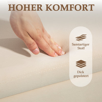 Upholstered Storage Bench with Velvet Look, Ottoman with Metal Legs, Chest Bench for Living Room Bedroom Hallway 100 x 40 x 42 cm, Beige