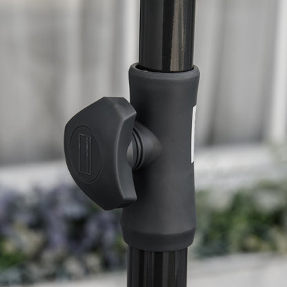 Garden Umbrella 2x1.3m Tiltable with Ruffled Edges, Outdoor Umbrella with 4 Aluminum Ribs and 160g/㎡ Polyester, for Yard, Terrace, and Balcony, Beige