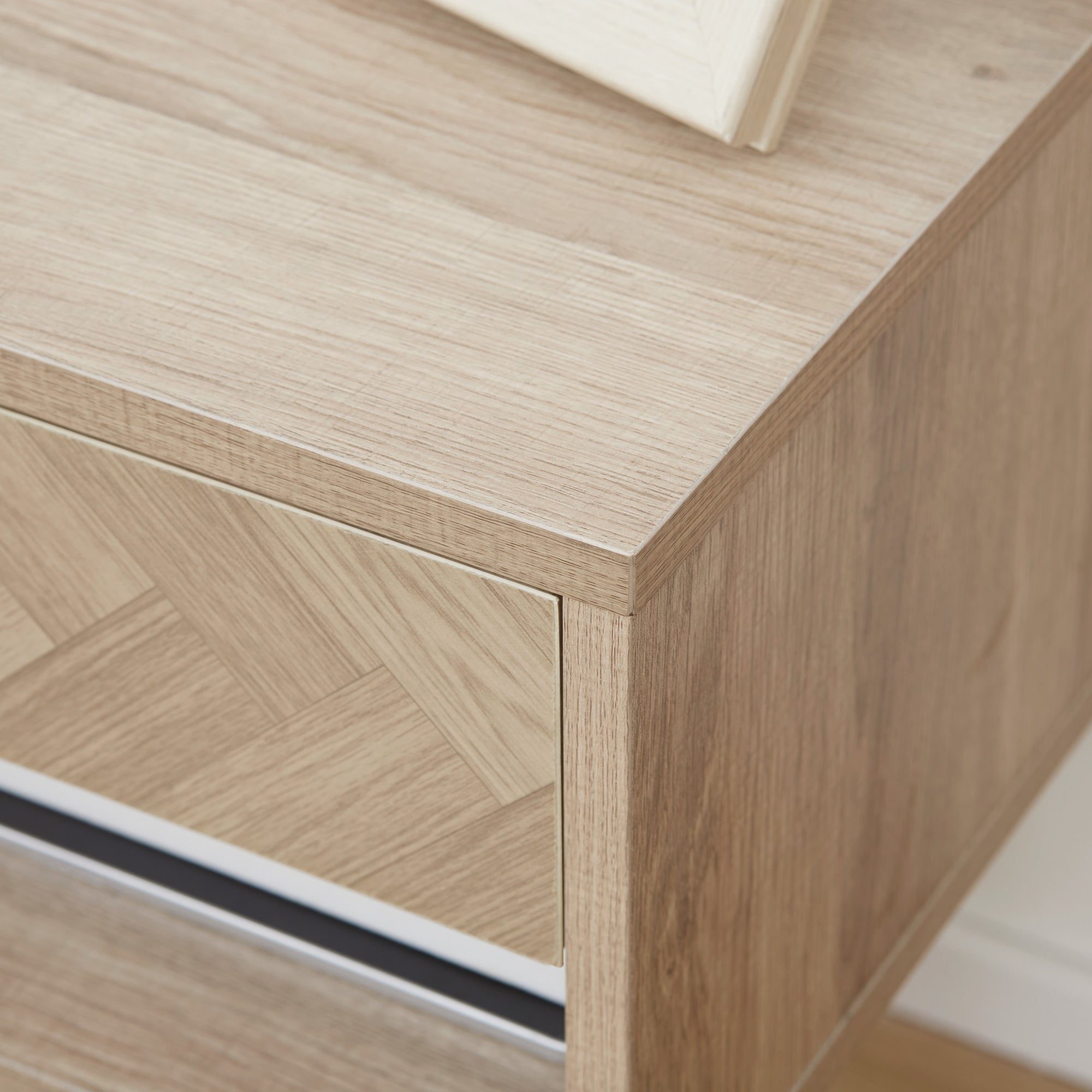 Set of 2 Floating Nightstands Bedside Tables with Drawer for Bedroom Living Room 37x32x21 cm Natural Wood