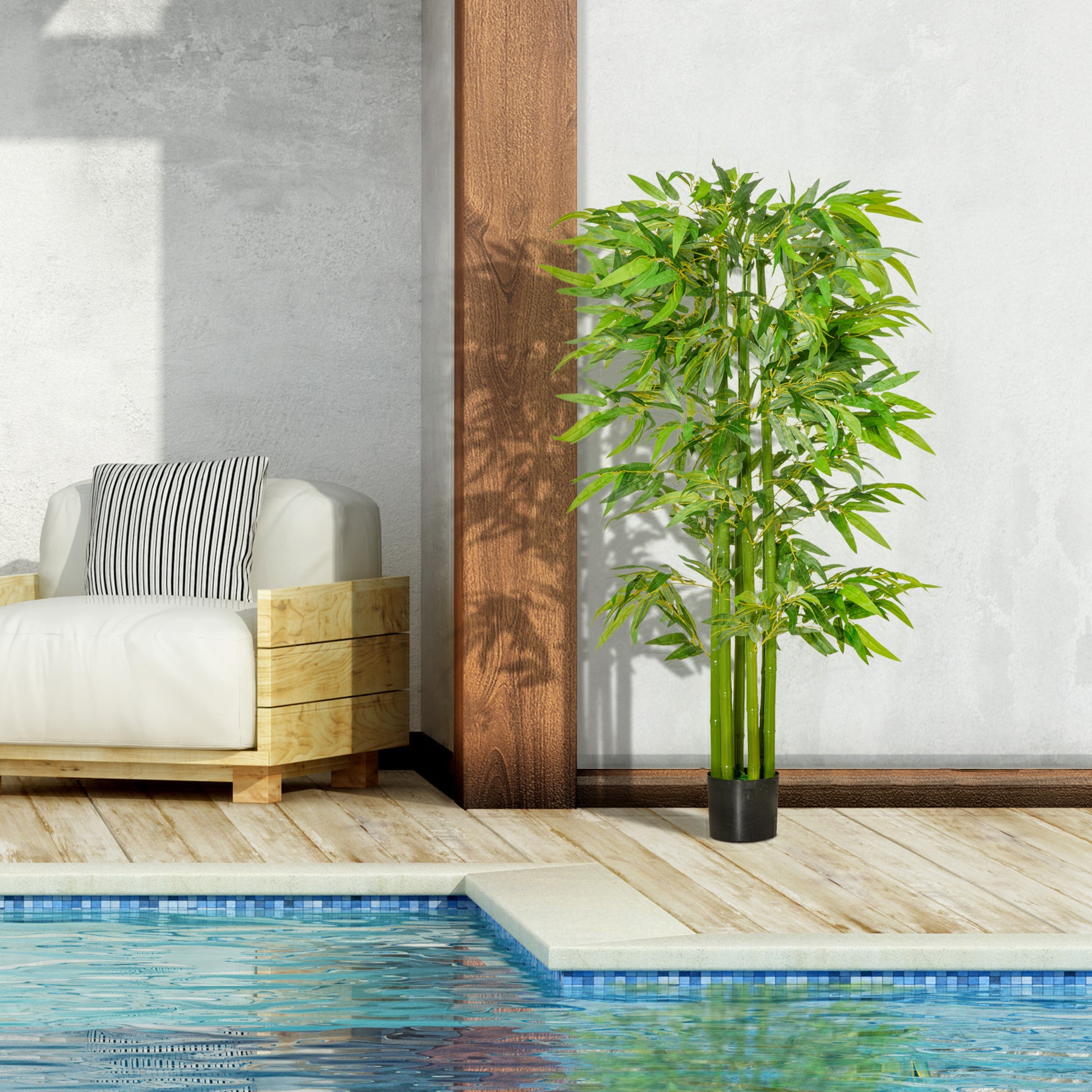 Artificial Bamboo large 160 cm Artificial Plant, Artificial Bamboo, Plastic Artificial Plants in Pot, Fake Plant like real for Living Room Bedroom Office Garden Modern Decoration Gift