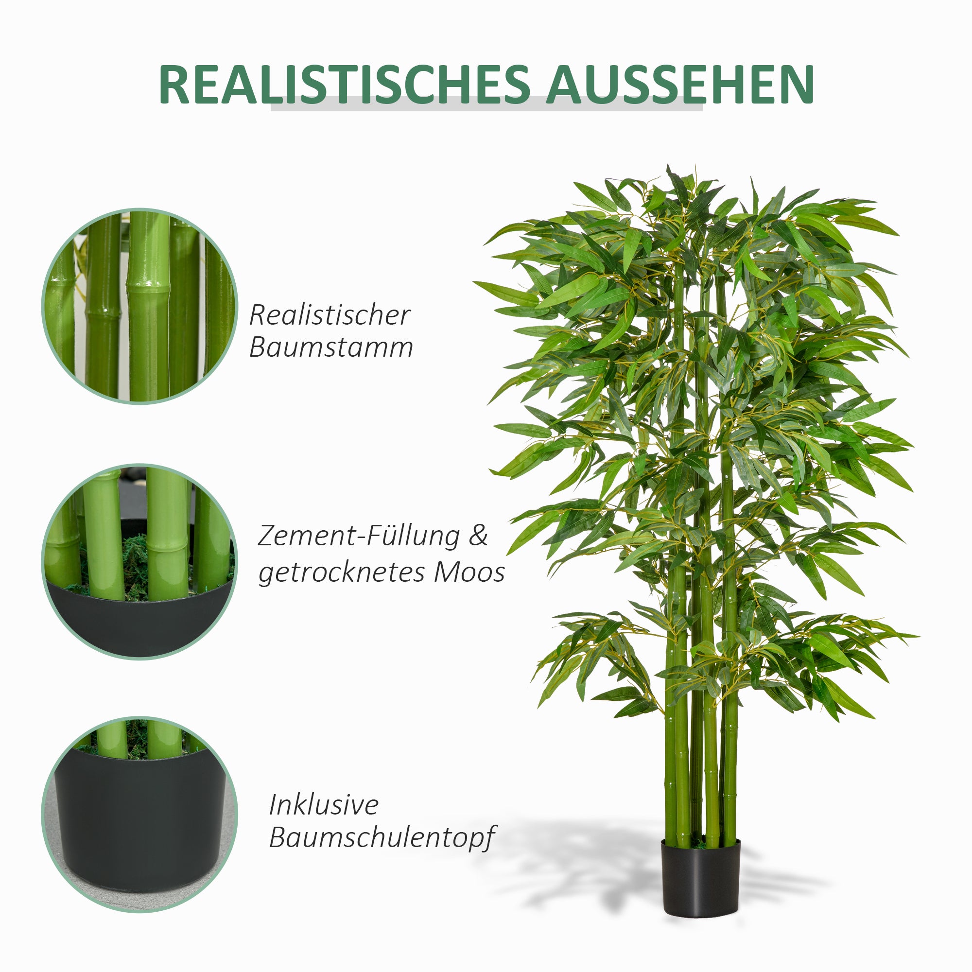 Artificial Bamboo large 160 cm Artificial Plant, Artificial Bamboo, Plastic Artificial Plants in Pot, Fake Plant like real for Living Room Bedroom Office Garden Modern Decoration Gift