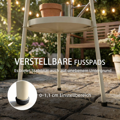 Round Patio Side Table Ø36 cm (14.2 in) – Metal Balcony & Camping Table, Cream White