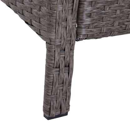 Garden Furniture Set 2 Chairs 2 Footstools 1 Tempered Glass Coffee Table Gray Rattan