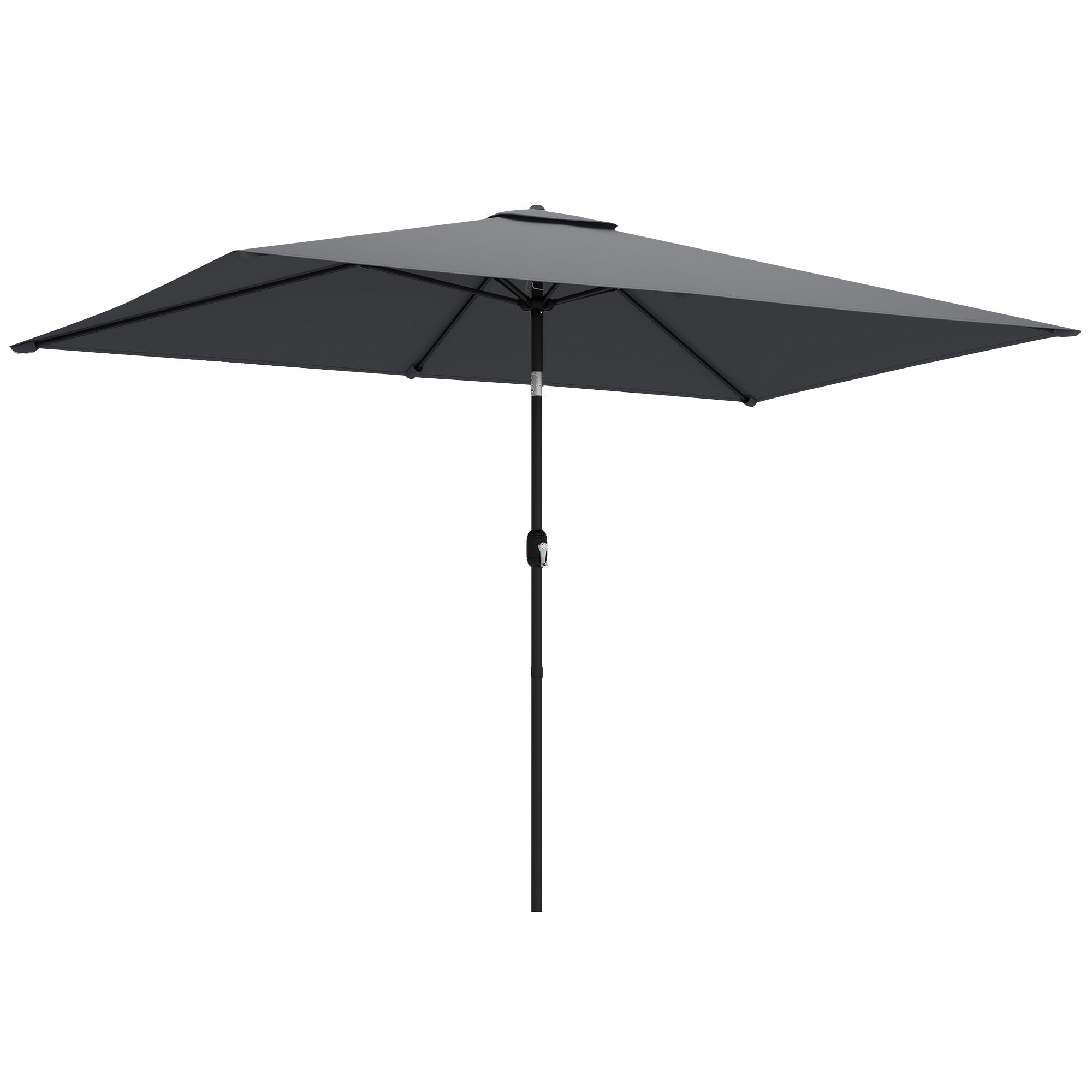 Tilt Rectangular Patio Umbrella 300 x 200 cm (118" x 79") with Crank & Cover — UV Protection, Wind-Resistant, Sturdy Market Parasol, Dark Gray