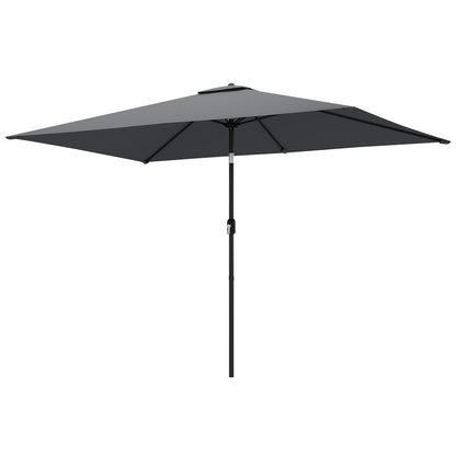 Tilt Rectangular Patio Umbrella 300 x 200 cm (118" x 79") with Crank & Cover — UV Protection, Wind-Resistant, Sturdy Market Parasol, Dark Gray